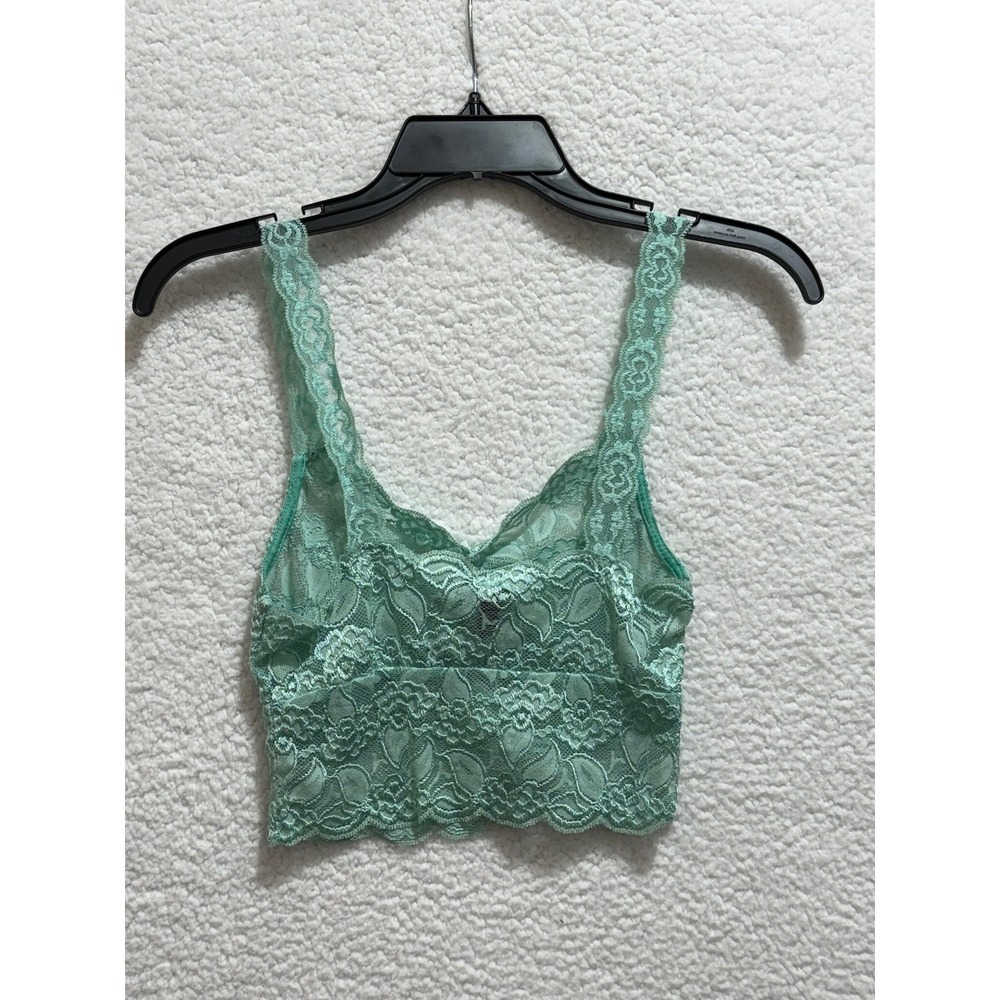 Windsor Mint Green Lace Crop Bralette Top Ruched V Neck S - Picture 2 of 6